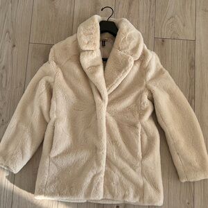 H&M Cream Faux Fur Teddy Coat